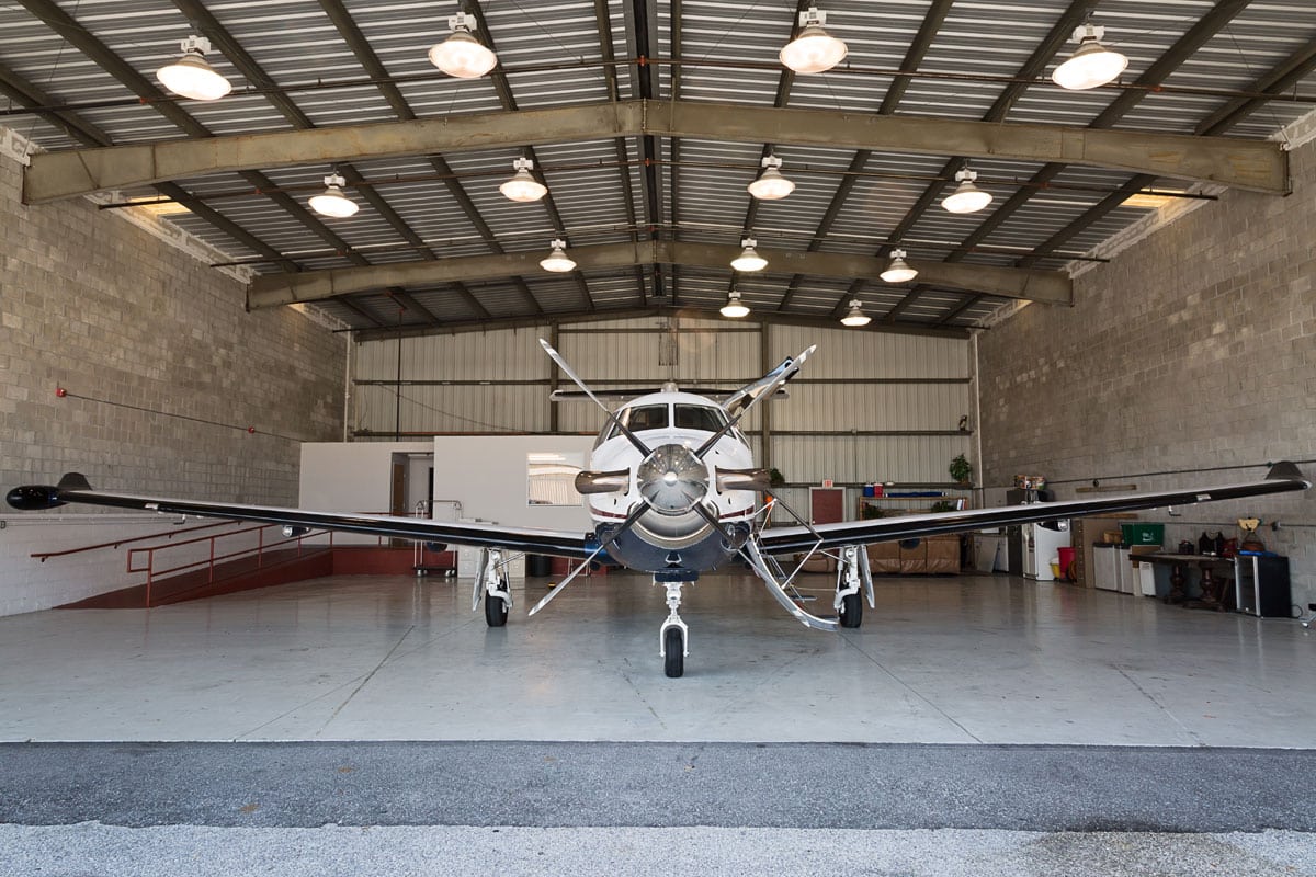 Pilatus PC-12 in the hangar