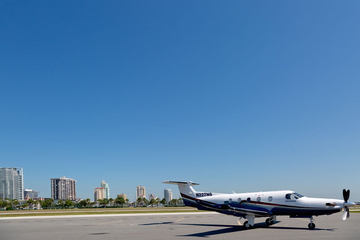 Tampa Bay Air Charter - Pilates PC-12 - on runway